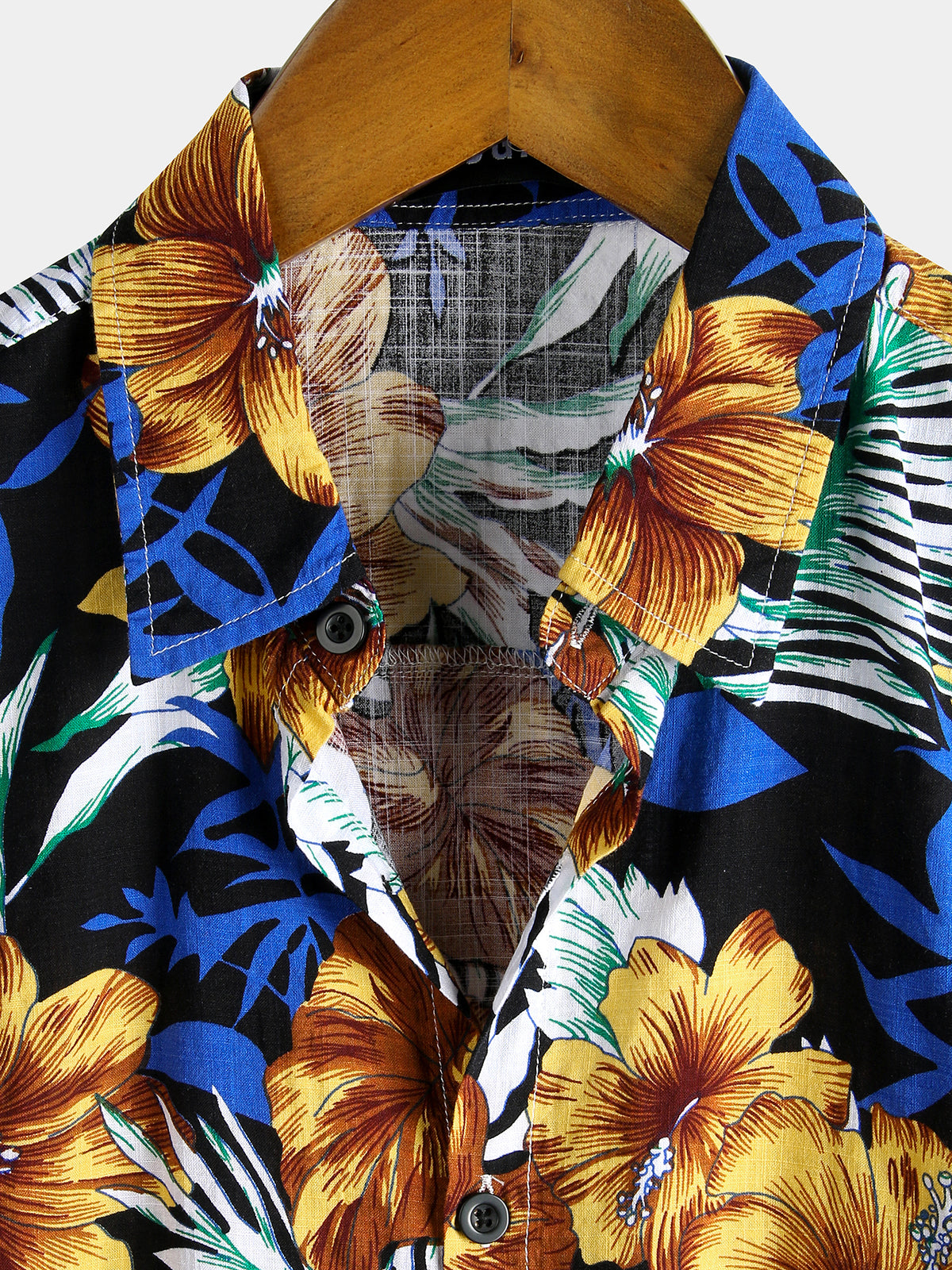 Men's Flower Tropical Hawaii Cotton Short Sleeve Shirt