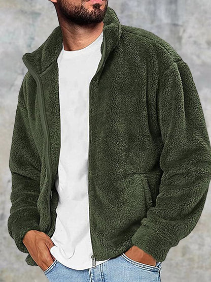 Men's Fleece Thickened Zipper Cardigan Thermal Casual Jacket