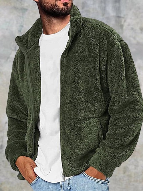 Men's Fleece Thickened Zipper Cardigan Thermal Casual Jacket