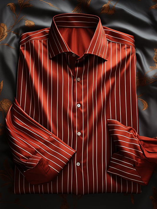 Men's Elegant Romantic Striped Long Sleeve Shirt