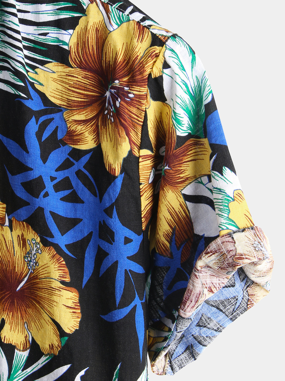 Men's Flower Tropical Hawaii Cotton Short Sleeve Shirt