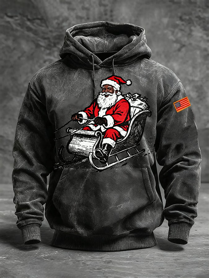 Herren-Hoodie mit schwarzem Retro-Weihnachtsprint