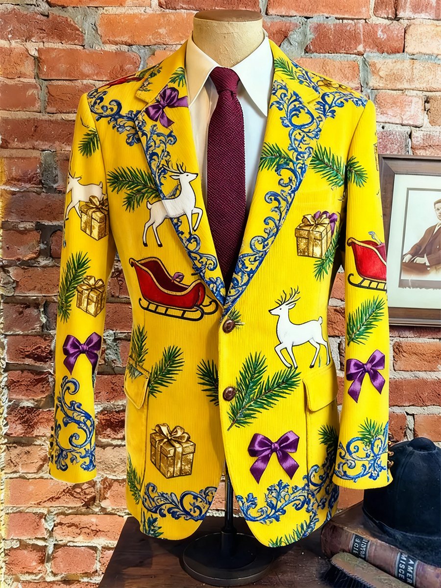 Men's Vintage Casual Christmas Party Corduroy Blazer