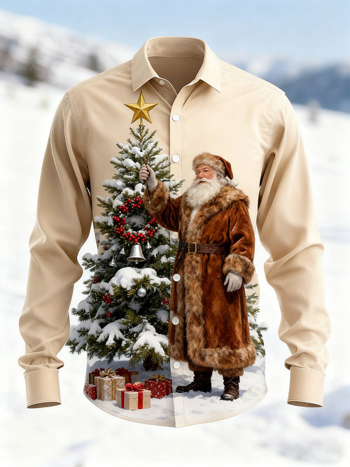Men's Vintage Christmas Art Long Sleeve Shirt