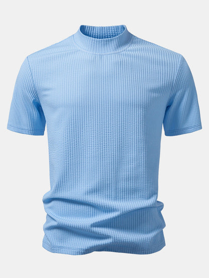 Ribbed  Mock Neck T-Shirt