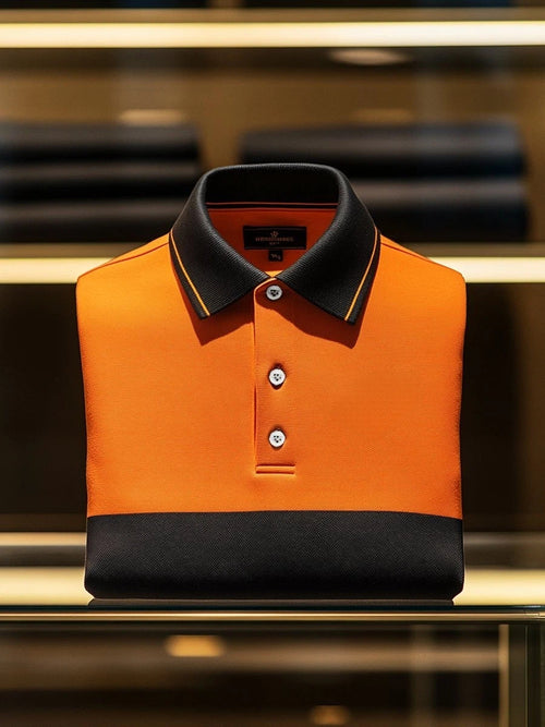 Men's Business Casual Logo Button Short Sleeve Polo Shirt