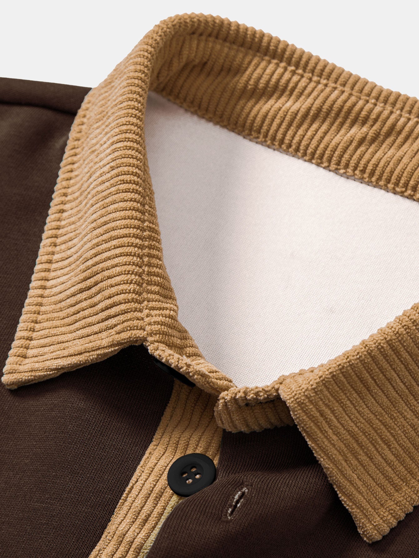 Relax Fit Contrast Corduroy Polo Collar Sweatshirt & Straight Leg Corduroy Pants