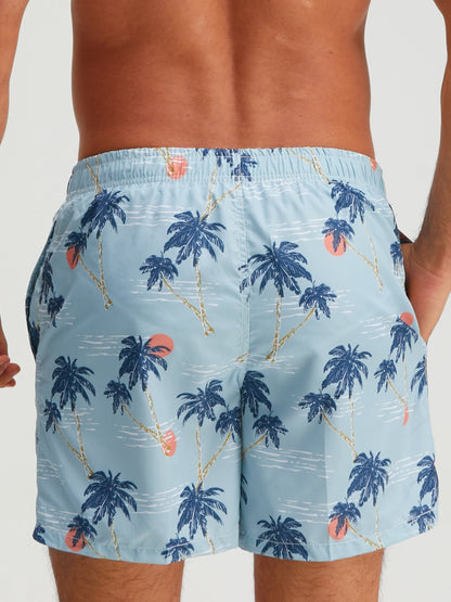Palm Tree Sunset Print Swim Shorts