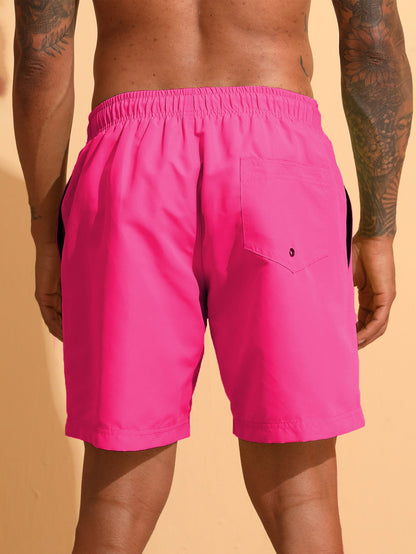 3 Pieces Contrast Waistband Swim Shorts