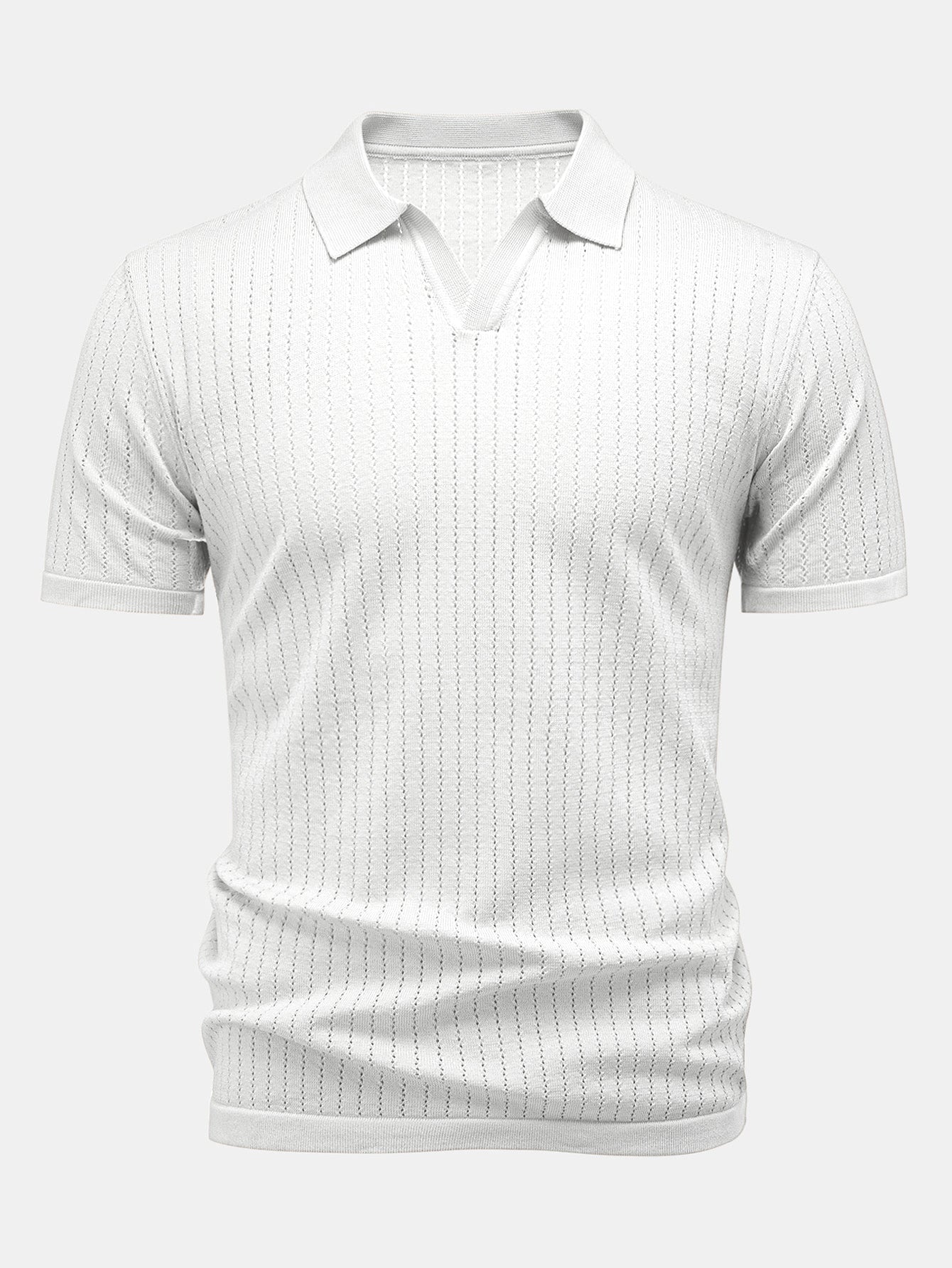 Johnny Collar Open Knit Polo