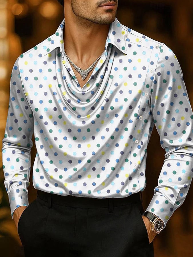 Men's Casual Business Printed Satin Fashion Shirt