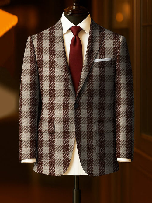 Men's Business Casual Large Pocket Plaid Blazers