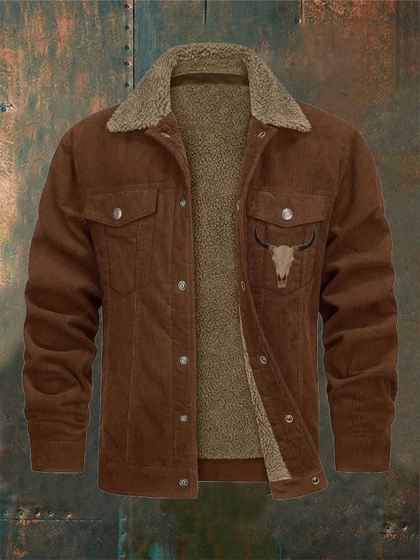 Men's Vintage Flannel Collar Pocket Outdoor Jacket