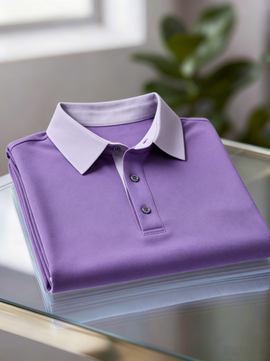 Men's Business Casual Jacquard Button Short Sleeve Polo Shirt