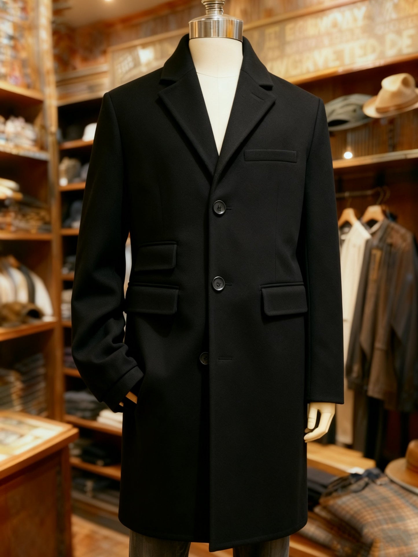 Men’s Wool Blend Overcoat Long Business Dress Coat