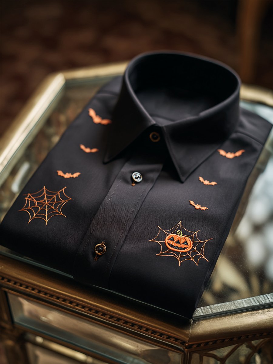 Men's Retro Casual Halloween Art Long Sleeve Shirt