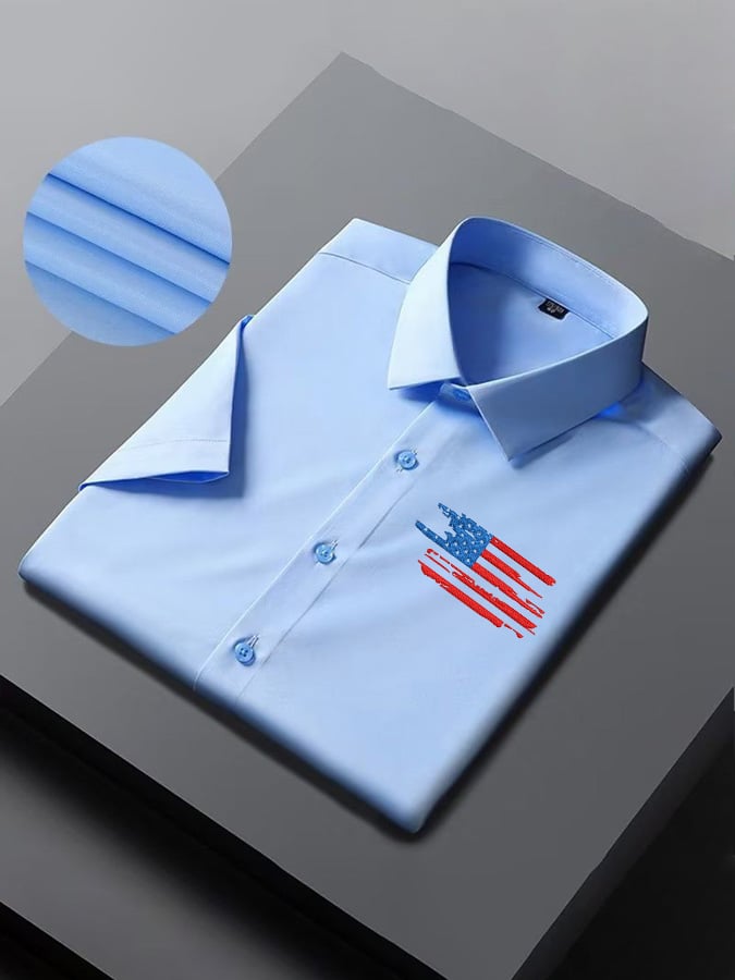 Men's Independence Day American Flag Casual Short Sleeve Shirt