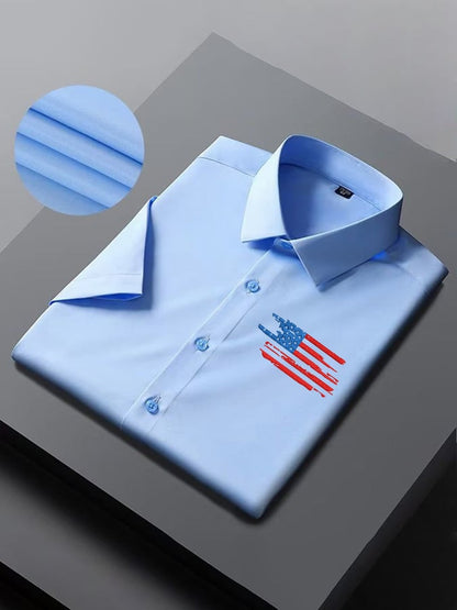 Men's Independence Day American Flag Casual Short Sleeve Shirt
