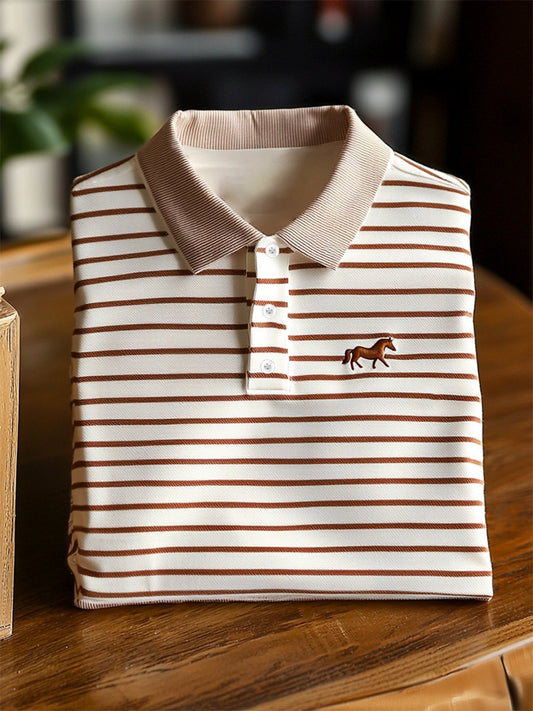 Men's Business Casual Button Short Sleeve Polo Shirt