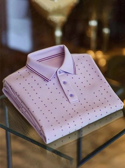 Men's Classic Business Logo Button Short Sleeve Polo Shirt