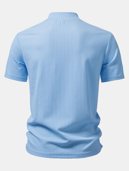 Ribbed  Mock Neck T-Shirt