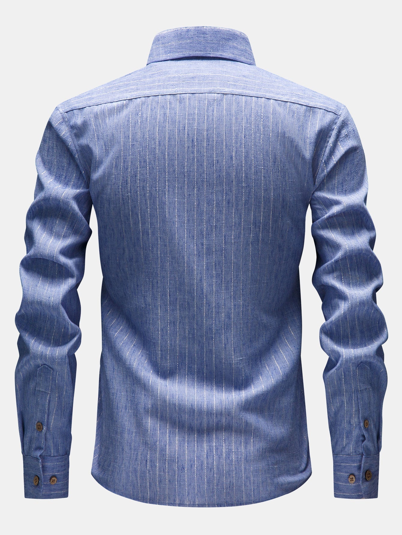 Long Sleeve Stripe Linen Look Button Up Shirt