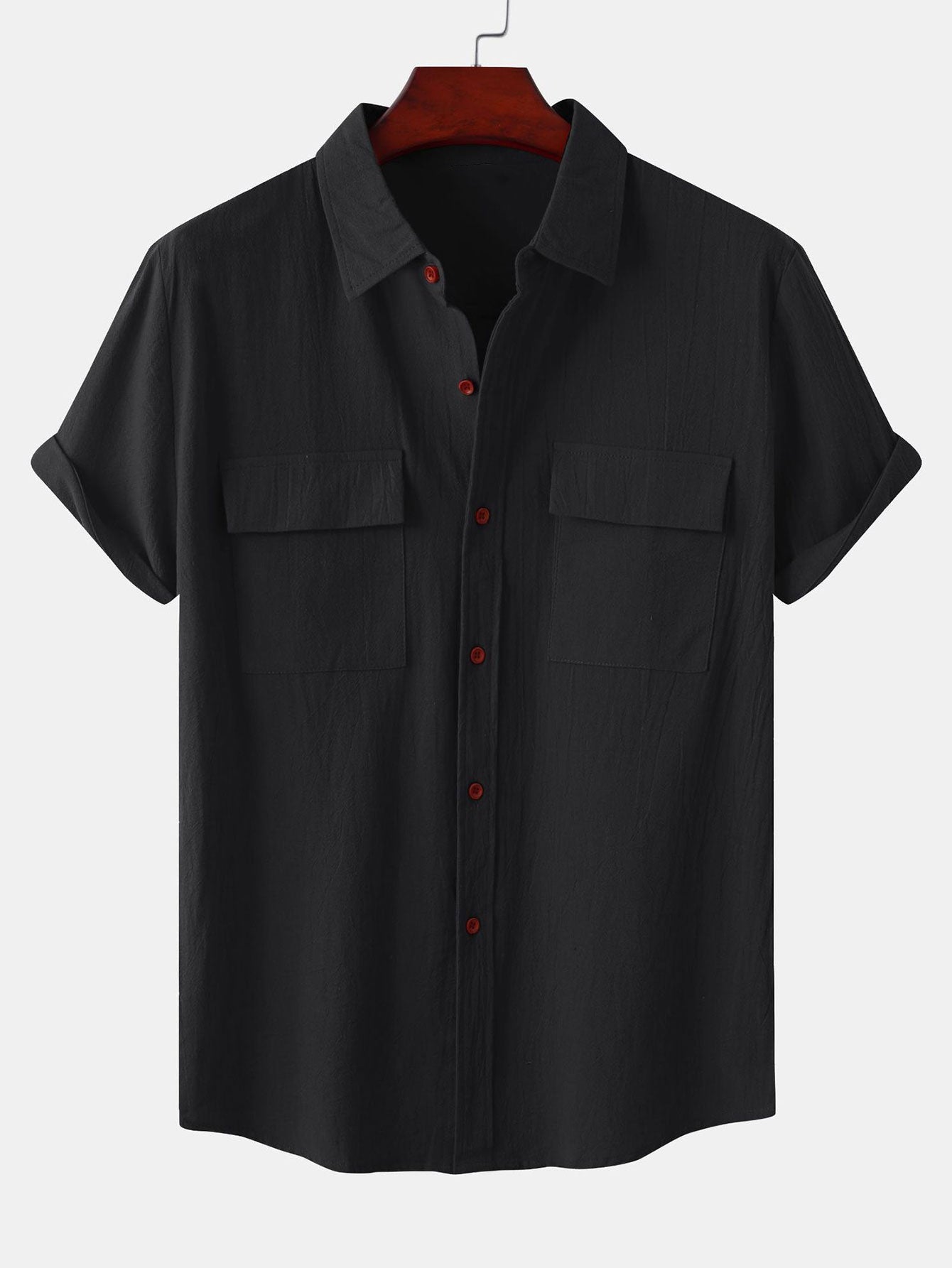 Man Button Up Shirt With Patch Pockets
