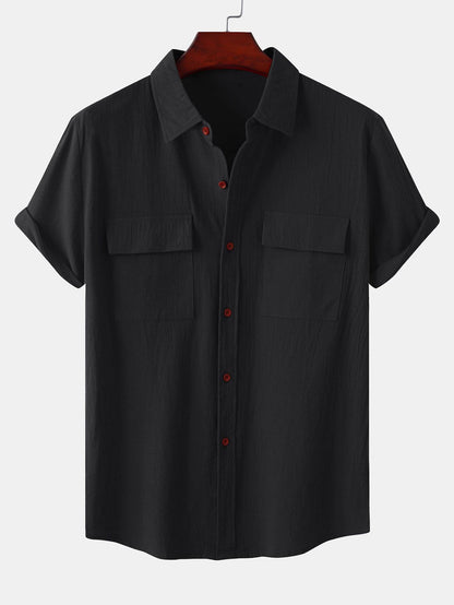 Man Button Up Shirt With Patch Pockets