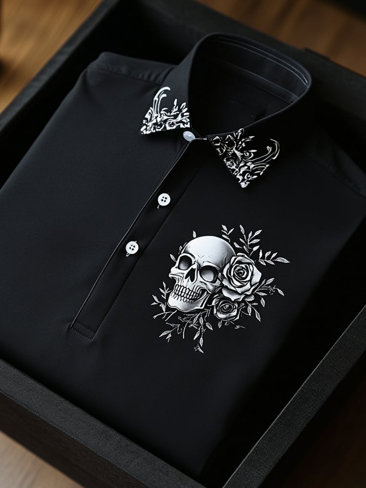 Men's Business Casual Button Short Sleeve Polo Shirt
