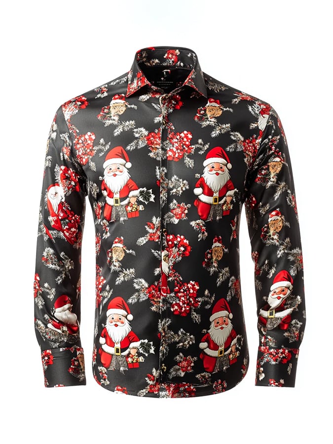 Men's Christmas Light Luxury Lapel Long Sleeve Shirt