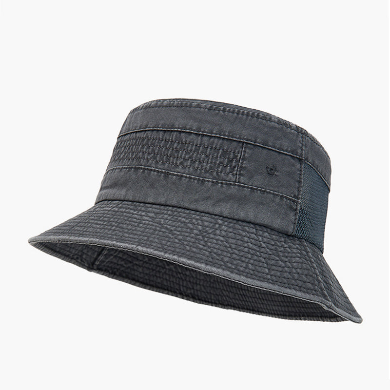 Men's Retro Washed Denim Mesh Patchwork Bucket Hat