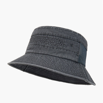 Men's Retro Washed Denim Mesh Patchwork Bucket Hat