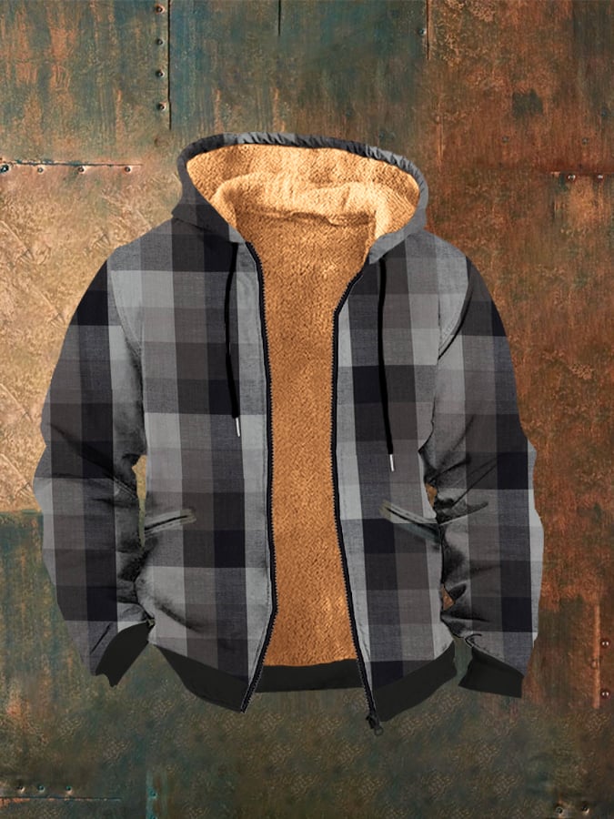 Men's Western Style Printed Casual Zip Hooded Jacket