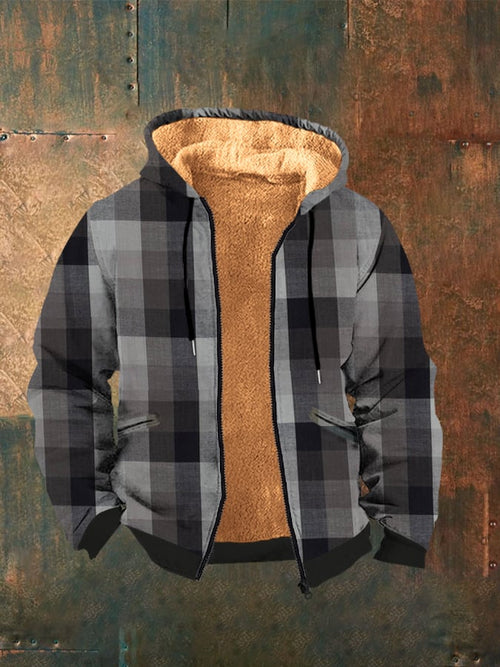Men's Western Style Printed Casual Zip Hooded Jacket