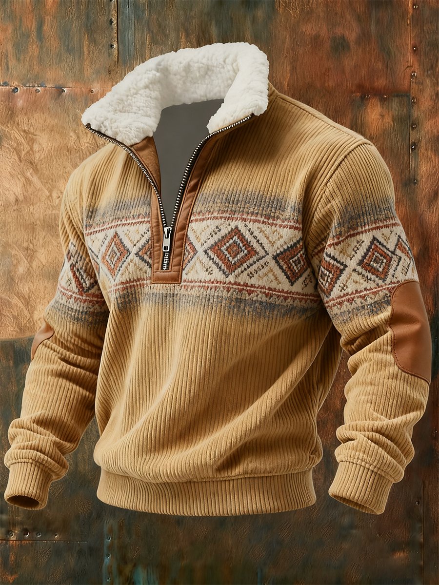Men's Vintage Western Quarter Button Sweatshirt