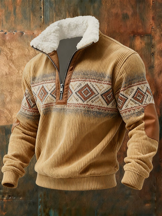 Men's Vintage Western Quarter Button Sweatshirt