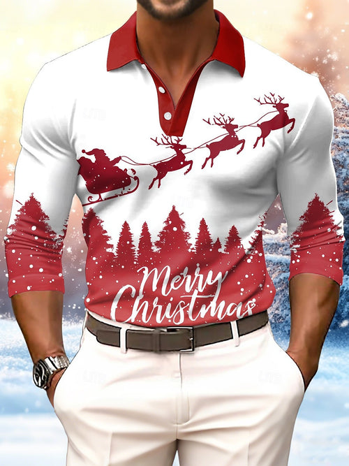 Men's Christmas Print Polo Shirt