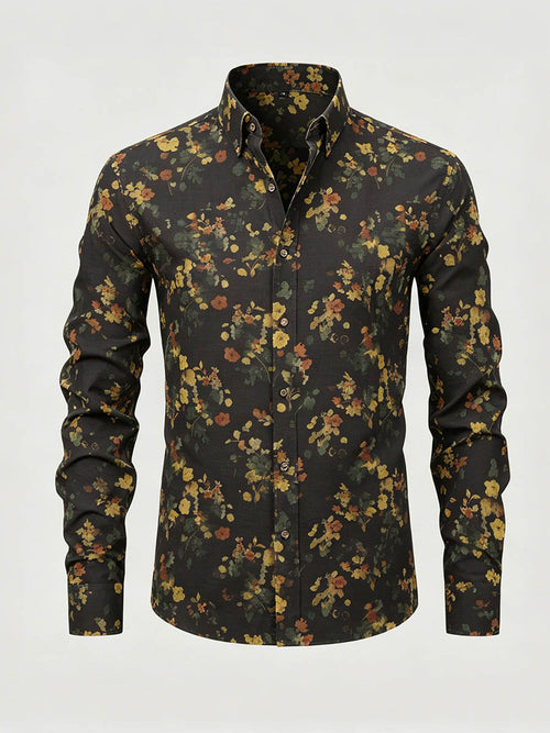 Men's Floral Printed Long Sleeve Shirt