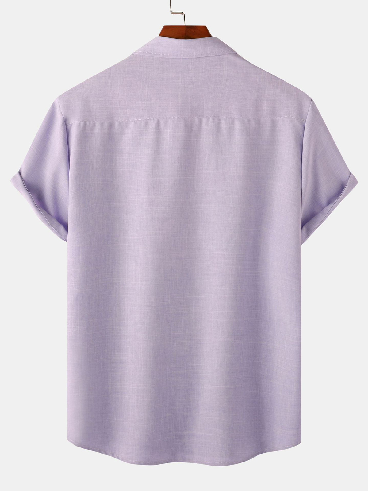 Men's Breathable Solid Color Cotton Button Up Casual Short Sleeve Shirt