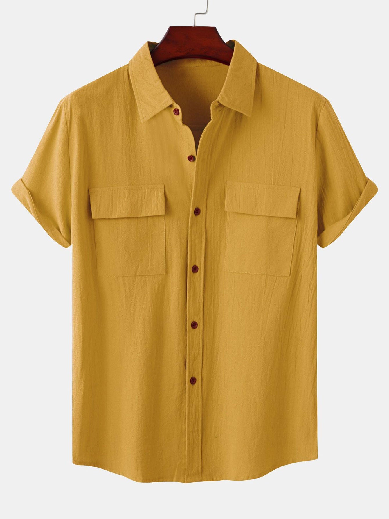 Man Button Up Shirt With Patch Pockets