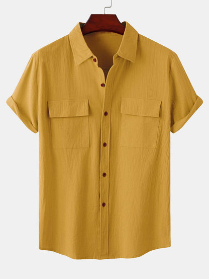 Man Button Up Shirt With Patch Pockets