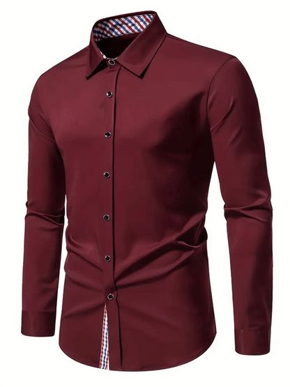 Men's Business Casual Printed Long Sleeve Shirt