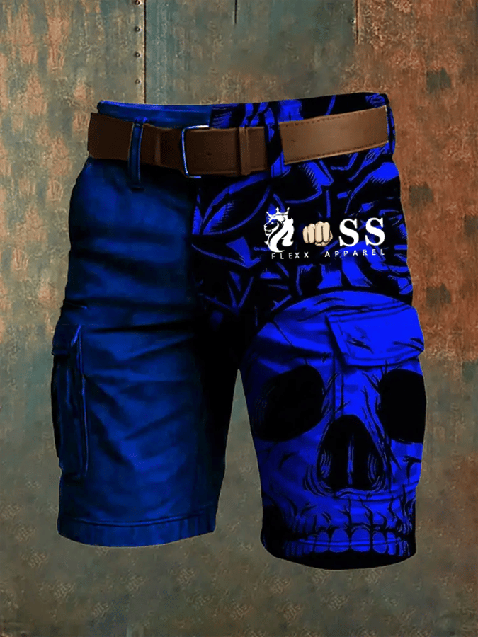 Men's Retro Letter Print Multi-Pocket Design Cargo Shorts
