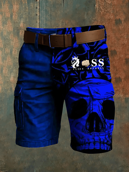 Men's Retro Letter Print Multi-Pocket Design Cargo Shorts