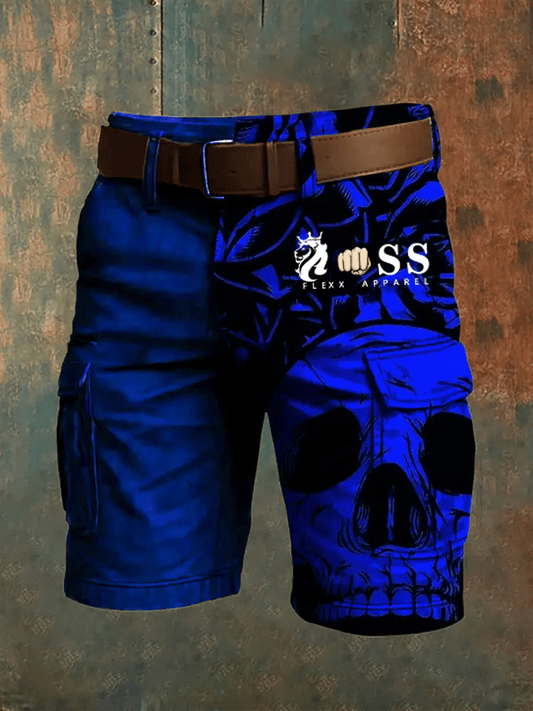 Men's Retro Letter Print Multi-Pocket Design Cargo Shorts