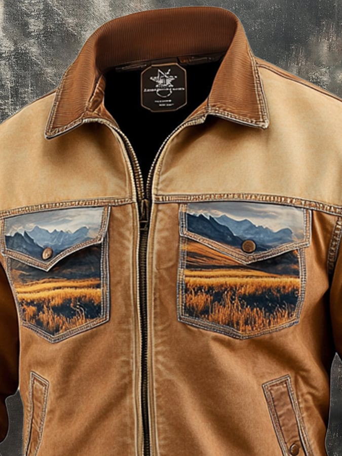 Men's Vintage Classic Distressed Casual Pocket Jacket