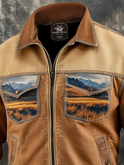 Men's Vintage Classic Distressed Casual Pocket Jacket