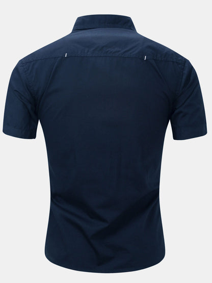 Men's Casual Cotton Pocket Outdoor Short Sleeve Shirt