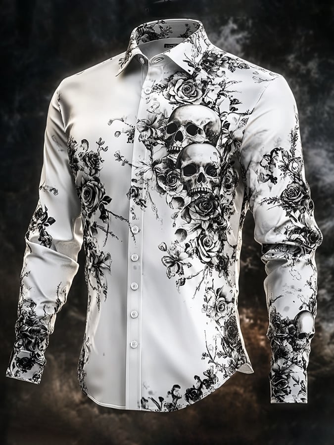Men's Vintage Art Skull Shirt