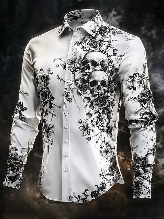 Men's Vintage Art Skull Shirt